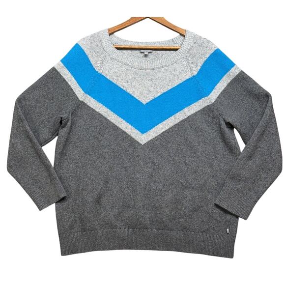 T by Talbots Thermolite Gray Blue Colorblock Wool Cotton Blend Sweater Women 2X - Picture 1 of 7